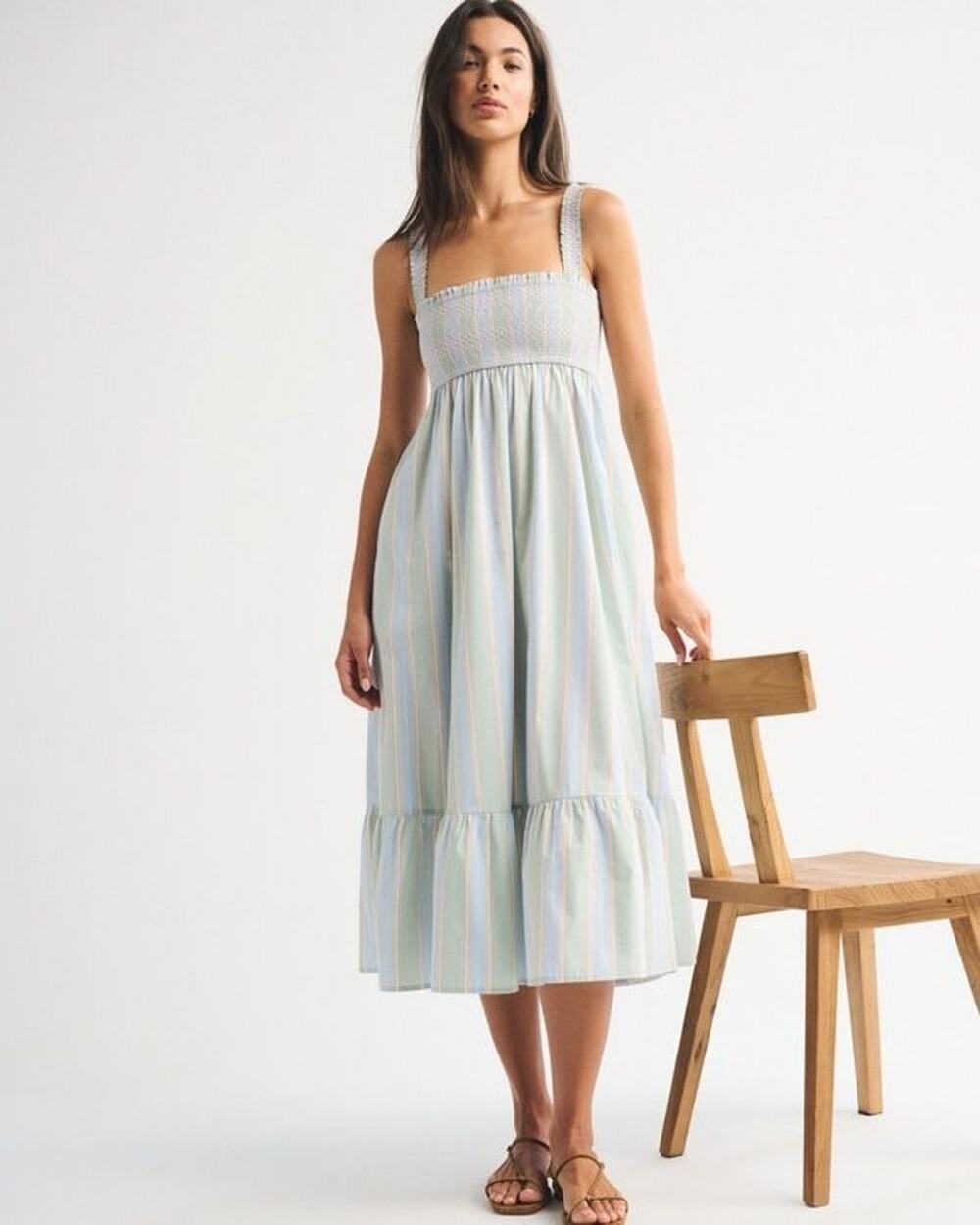 Abercrombie Sydney Convertible Midi Dress Pastel Stripe Size M